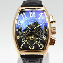 Load image into Gallery viewer, CASENO Men&#39;s Automatic Mechanical Skeleton Leather Wristwatch
