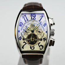 Load image into Gallery viewer, CASENO Men&#39;s Automatic Mechanical Skeleton Leather Wristwatch
