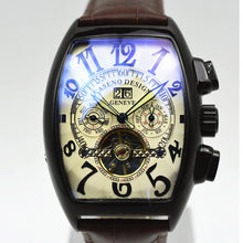 Load image into Gallery viewer, CASENO Men&#39;s Automatic Mechanical Skeleton Leather Wristwatch
