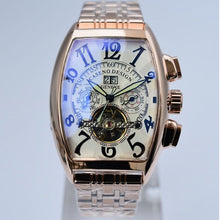 Load image into Gallery viewer, CASENO Men&#39;s Automatic Mechanical Skeleton Leather Wristwatch
