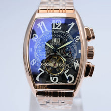 Load image into Gallery viewer, CASENO Men&#39;s Automatic Mechanical Skeleton Leather Wristwatch
