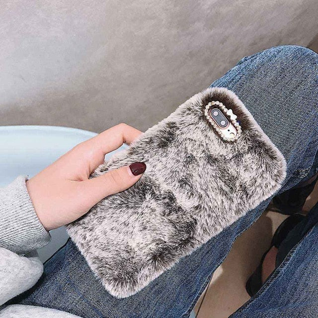 Ladies Fluffy Mobile phone Case Cover for Iphone and Android