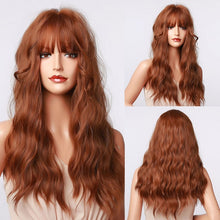 Load image into Gallery viewer, HENRY MARGU Long Brown Wavy Synthetic Natural Hair Wigs
