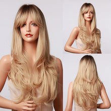 Load image into Gallery viewer, HENRY MARGU Long Brown Wavy Synthetic Natural Hair Wigs

