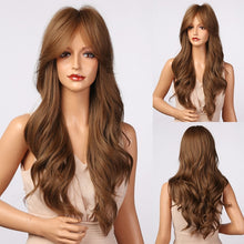 Load image into Gallery viewer, HENRY MARGU Long Brown Wavy Synthetic Natural Hair Wigs
