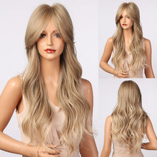 Load image into Gallery viewer, HENRY MARGU Long Brown Wavy Synthetic Natural Hair Wigs
