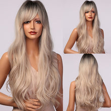 Load image into Gallery viewer, HENRY MARGU Long Brown Wavy Synthetic Natural Hair Wigs
