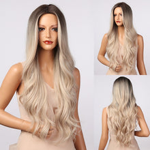 Load image into Gallery viewer, HENRY MARGU Long Brown Wavy Synthetic Natural Hair Wigs
