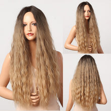 Load image into Gallery viewer, HENRY MARGU Long Brown Wavy Synthetic Natural Hair Wigs

