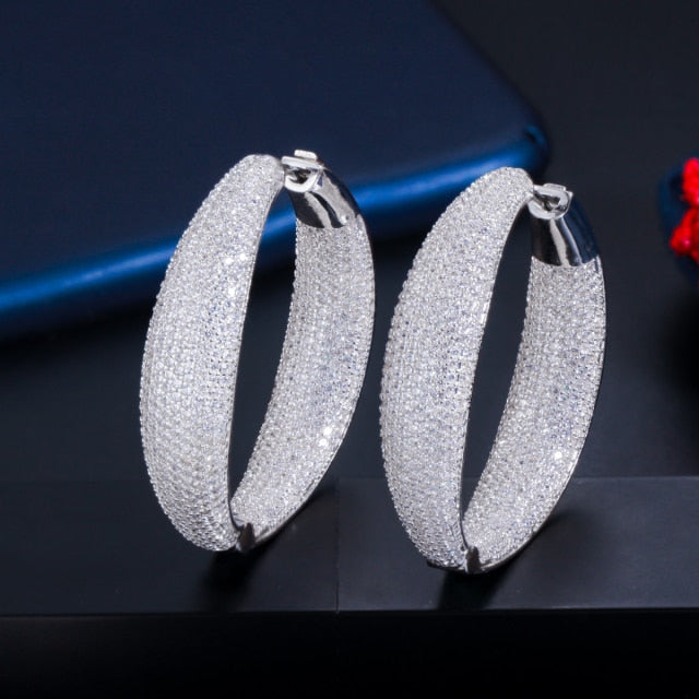 Micro Pave Hoop Gold Plated Earrings