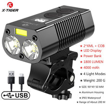 Load image into Gallery viewer, X-TIGER Waterproof Bike Light with USB Rechargeable Lamp
