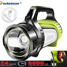 Load image into Gallery viewer, 100w Powerful Rechargeable Waterproof LED Flashlight.
