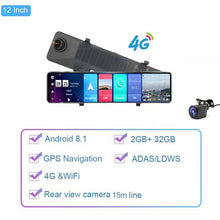 Load image into Gallery viewer, 4G Dash Cam Car Rearview Mirror with GPS Navigation
