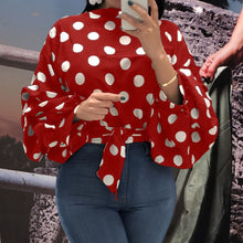 Load image into Gallery viewer, Ladies Red Polka Dot Print Blouse
