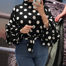 Load image into Gallery viewer, Ladies Red Polka Dot Print Blouse
