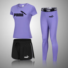 Load image into Gallery viewer, Female Three-Piece Quick-Drying Short-Sleeved Fitness Suit
