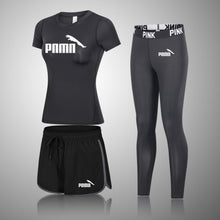 Load image into Gallery viewer, Female Three-Piece Quick-Drying Short-Sleeved Fitness Suit
