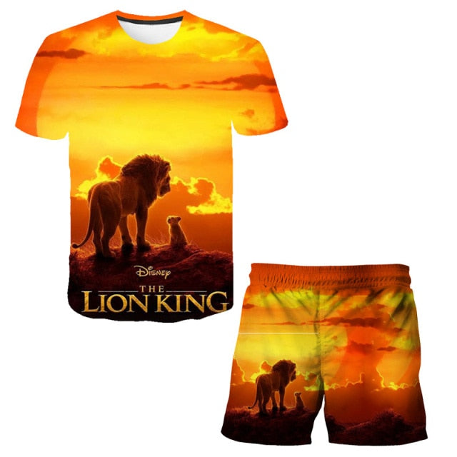 Summer Short-Sleeved Kids Unisex Lion King T-Shirt Set