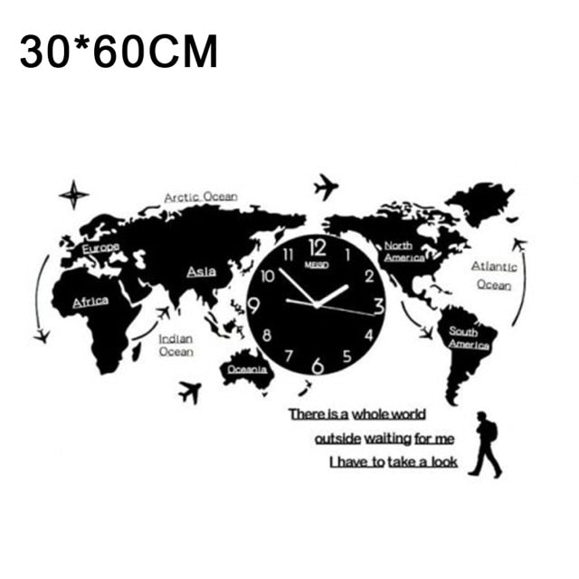 World Map Nordic Wall Clock