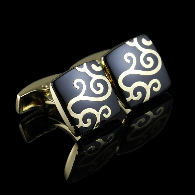 HYX Enamel Male French Gold Cufflinks